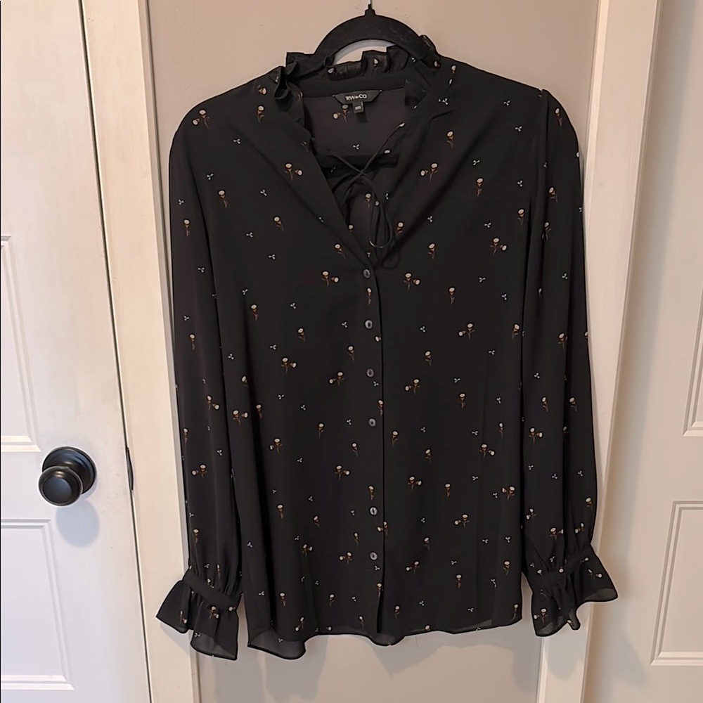Black Floral Women's Top